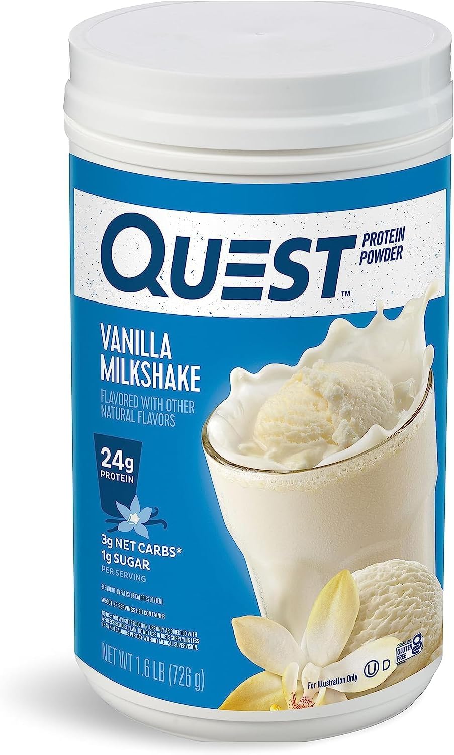 Quest Nutrition Bundle: Vanilla Milkshake Protein Powder (24g Protein, 1.6lb) + Tortilla Chips Variety Pack (12ct)
