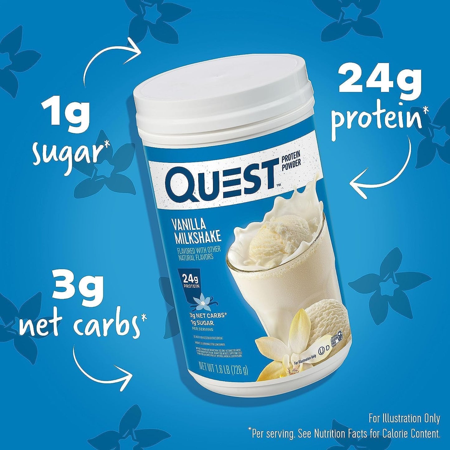 Quest Nutrition Bundle: Vanilla Milkshake Protein Powder (24g Protein, 1.6lb) + Tortilla Chips Variety Pack (12ct)