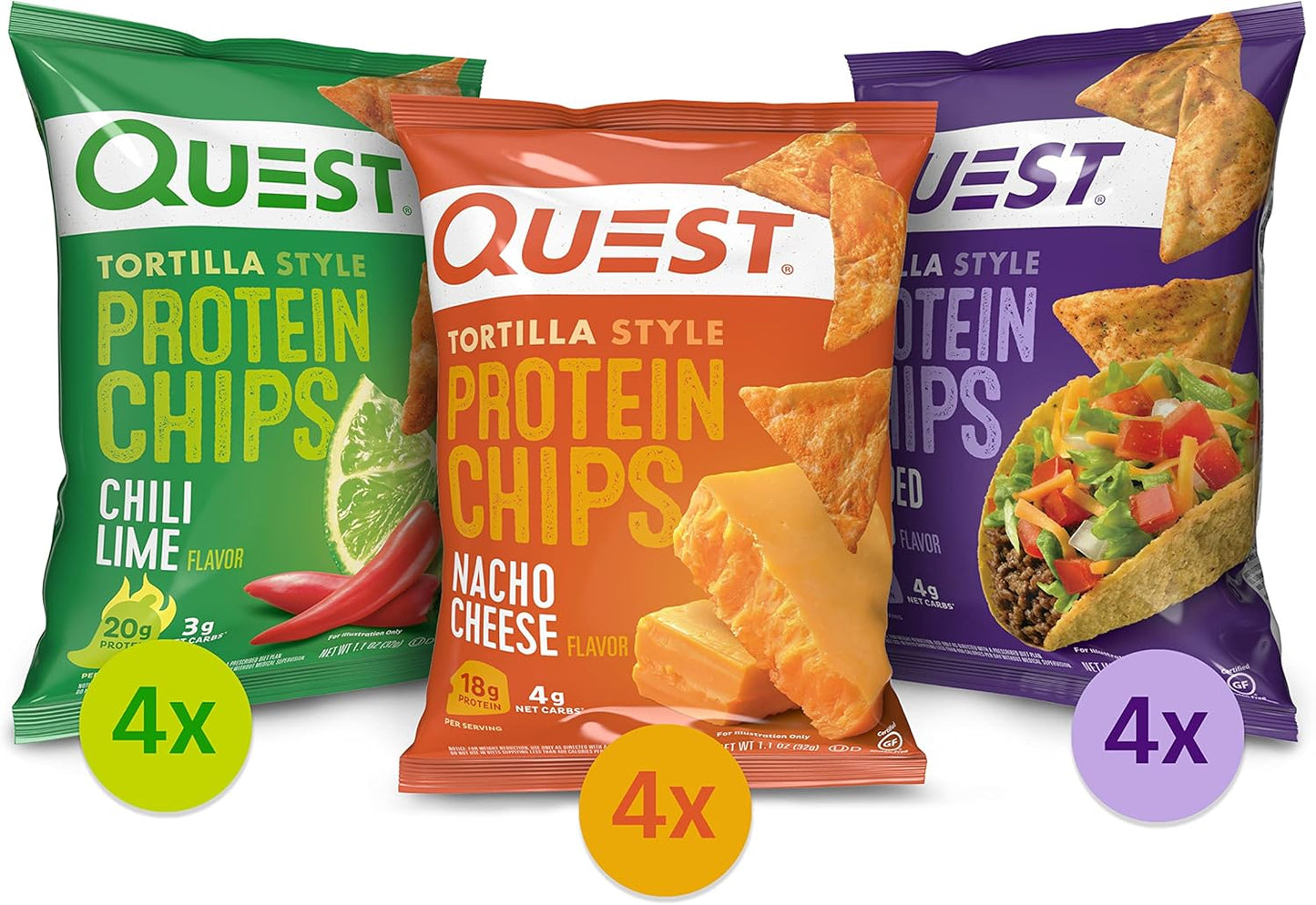 Quest Nutrition Bundle: Vanilla Milkshake Protein Powder (24g Protein, 1.6lb) + Tortilla Chips Variety Pack (12ct)