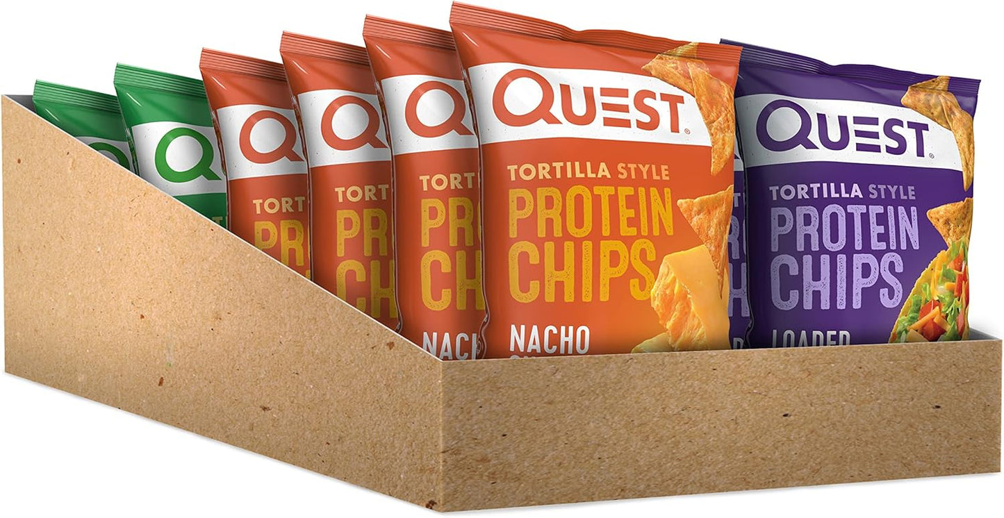 Quest Nutrition Bundle: Vanilla Milkshake Protein Powder (24g Protein, 1.6lb) + Tortilla Chips Variety Pack (12ct)