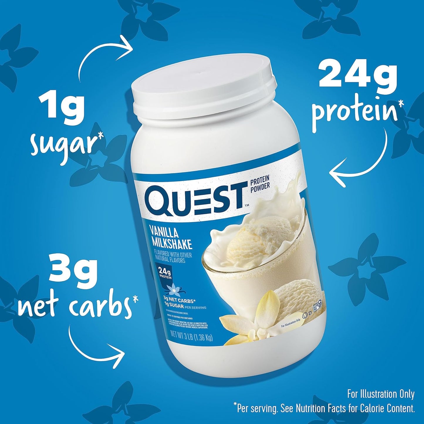 Quest Nutrition Protein Powder Bundle - Vanilla Milkshake & Peanut Butter, 24g Protein, Low Carb, Gluten Free, 3lb, 43 Servings, 1g Sugar