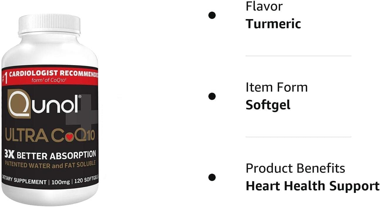 Qunol CoQ10 100mg Softgels, 3x Better Absorption Coenzyme Q10 Supplement for Heart Health - Antioxidant for Energy - 120 Count