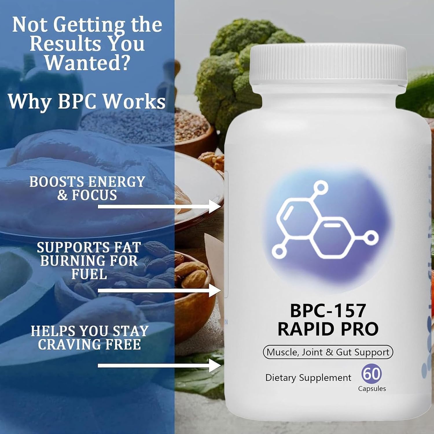 QVG BPC-157 Rapid PRO Capsules - 500MCG, Non-GMO, Gluten Free - 60 Count