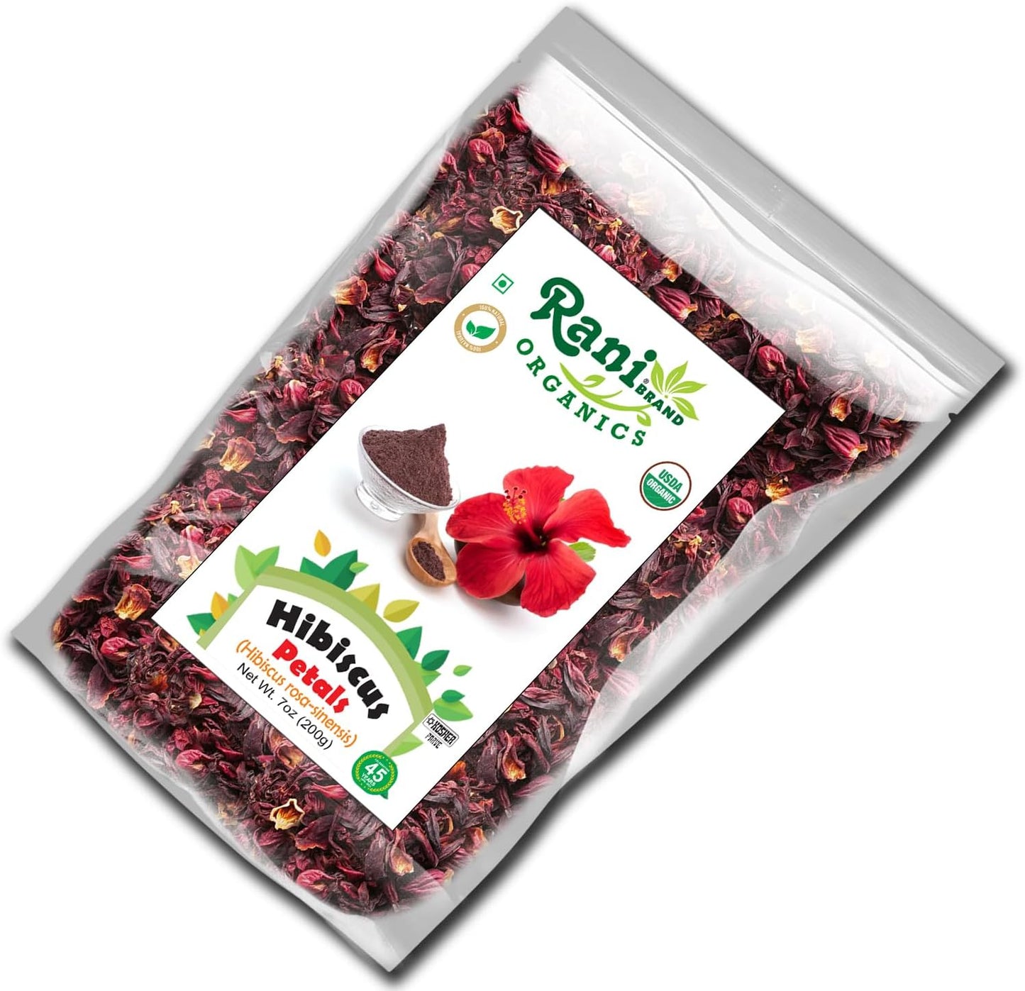 Rani Organic Hibiscus Powder 7oz (200g) - Authentic Indian Product, All Natural, Gluten Friendly, Vegan, Non-GMO, Kosher, USDA Organic Certified