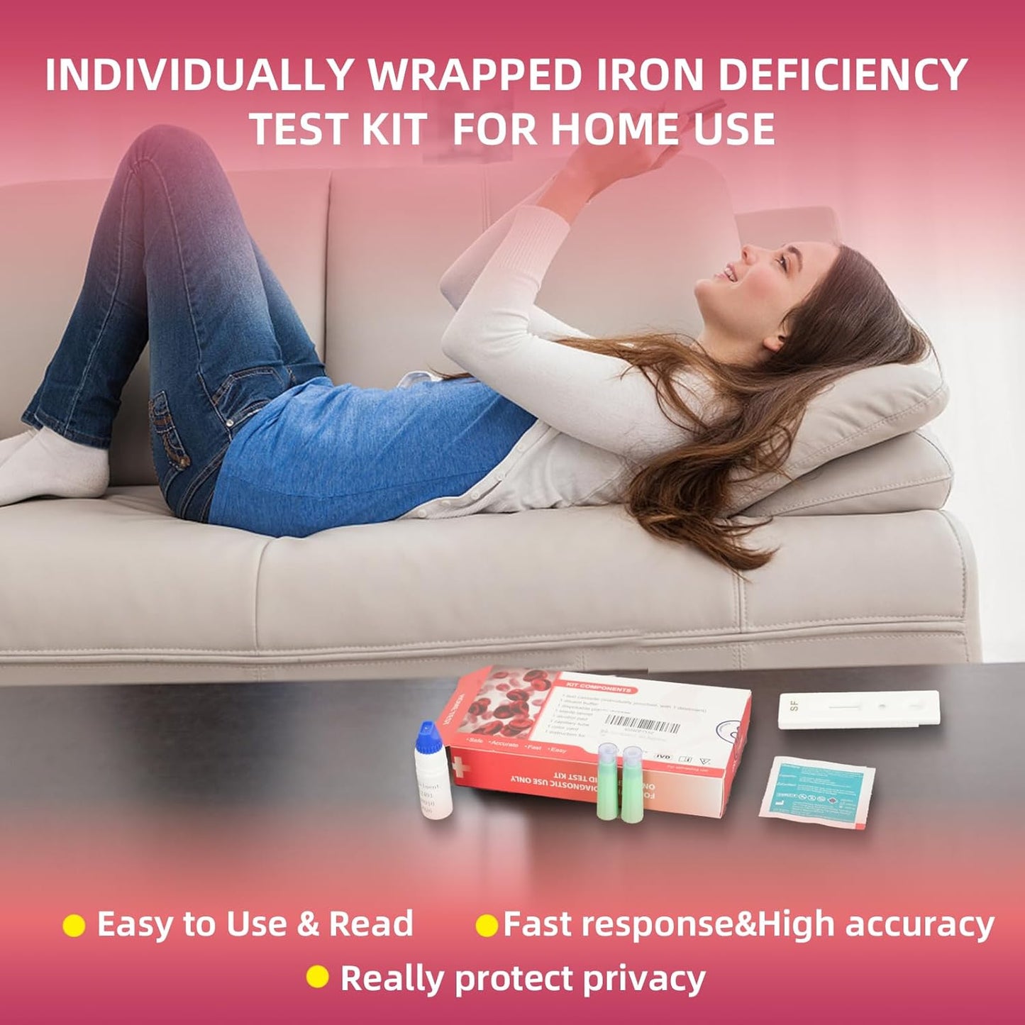 Rapid Home Iron Deficiency Test Kit for Children and Adults by Kueysing