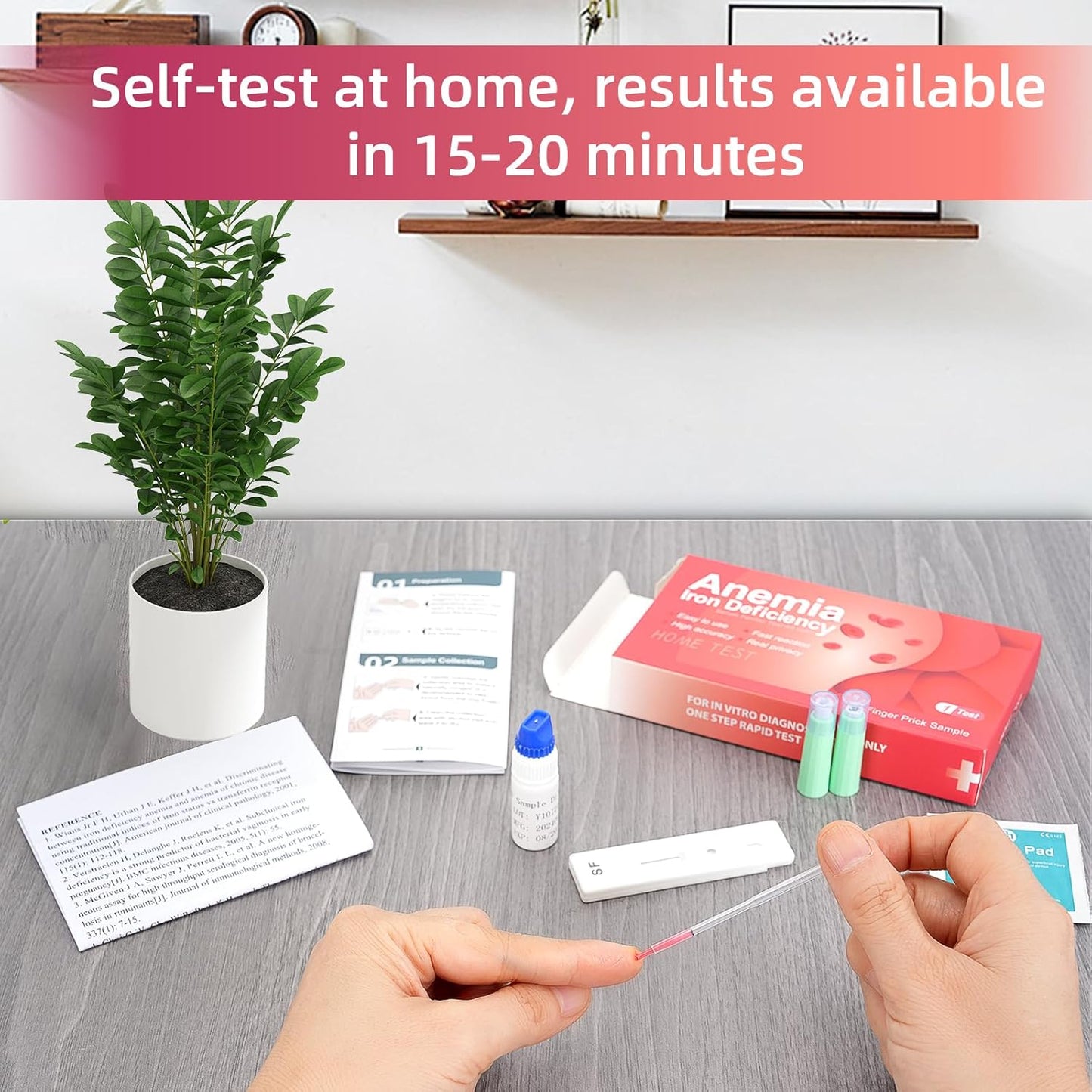 Rapid Home Iron Deficiency Test Kit for Children and Adults by Kueysing