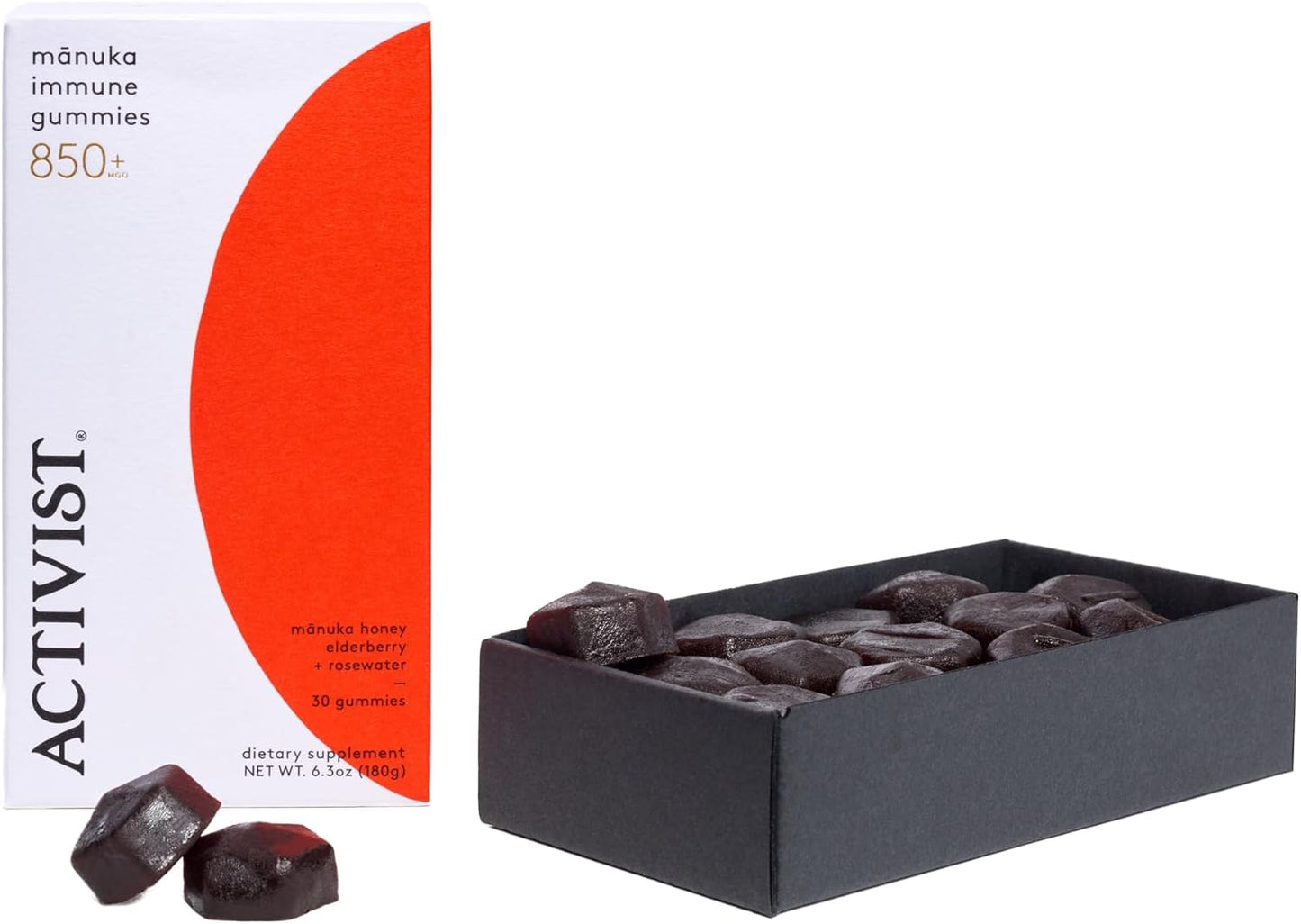 Raw Mānuka Honey 850+MGO Immune Gummies with Elderberry and Rosewater - 30 Gummies (180g)