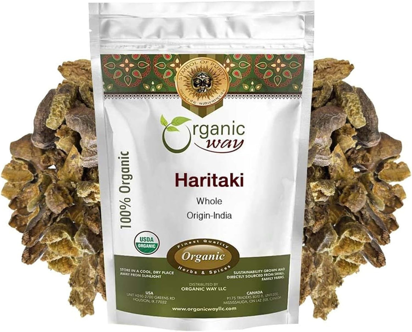 Raw Organic Haritaki Whole - Terminalia Chebula (Yellow Myrobalan) from India - 100% Kosher & USDA Certified - Vegan, Non-GMO, Gluten Free - 16 oz