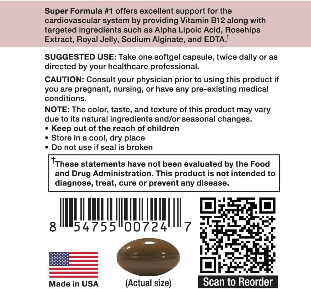 Rawleigh Super Formula No.1 OC-Classic: 180 Softgels - Heart Health Dietary Supplement with Royal Jelly