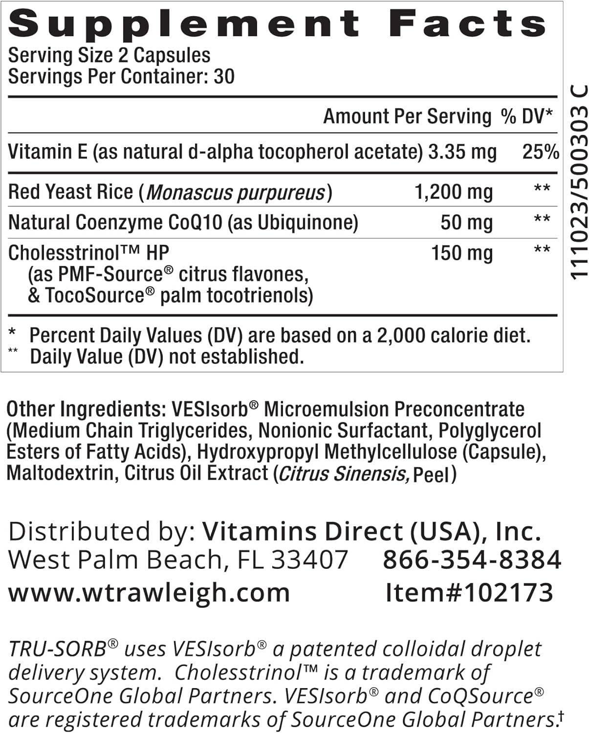 Rawleigh Tru-Sorb Lipid Results Plus: 60 Capsules - Red Yeast Rice, CoQ10, Cholesstrinol, Vitamin E Supplement