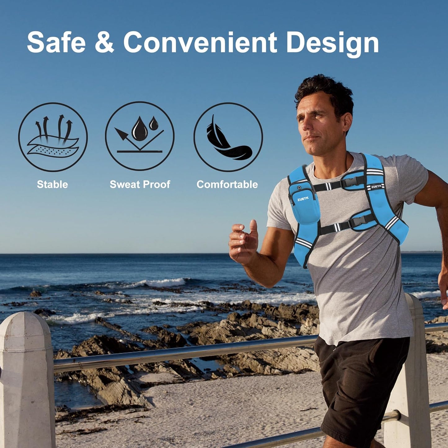 Reflective Stripe Weighted Vest for Strength Training, Running, Fitness - 6lb to 30lb Options for Men and Women