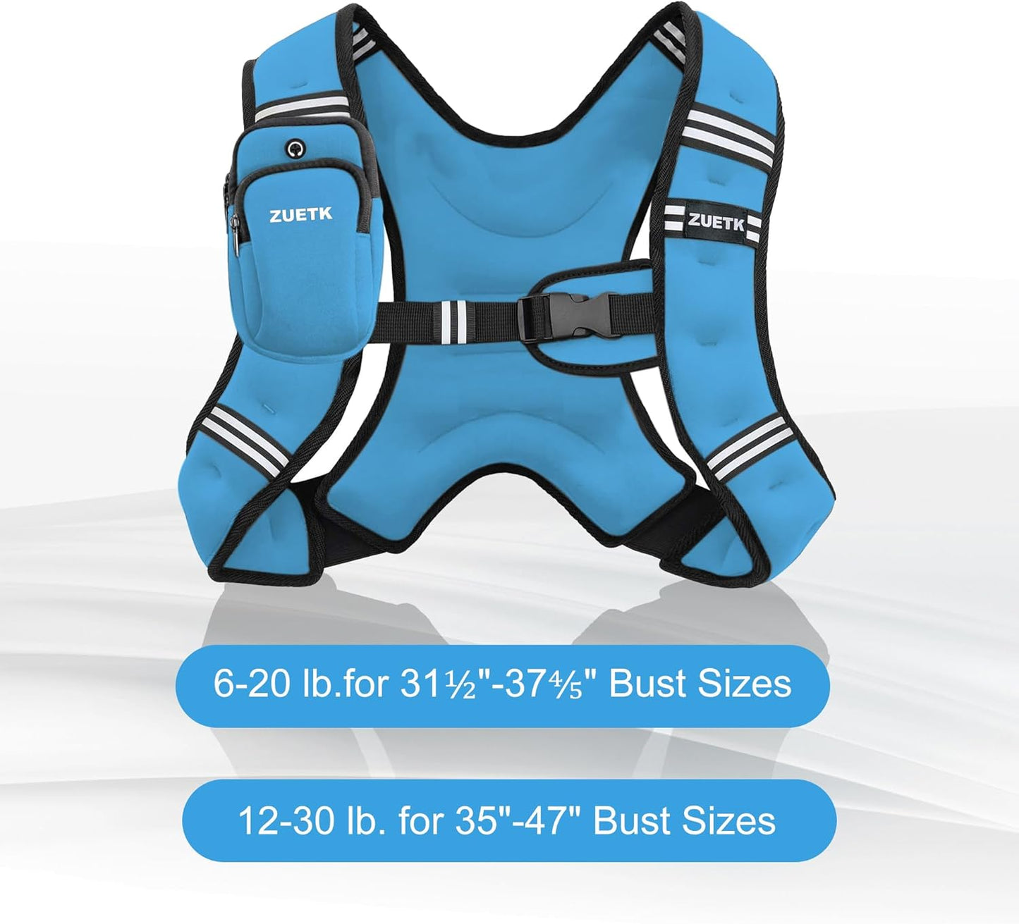 Reflective Stripe Weighted Vest for Strength Training, Running, Fitness - Men and Women Workout Equipment, 6-30lb Options