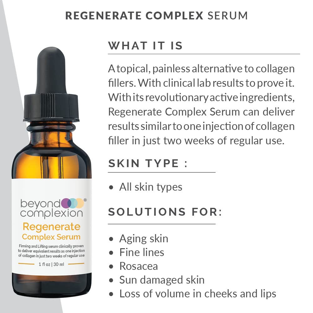 Regenerate Complex Serum: Painless Collagen Filler Alternative with Glycosaminoglycans for Pollution and UV Protection