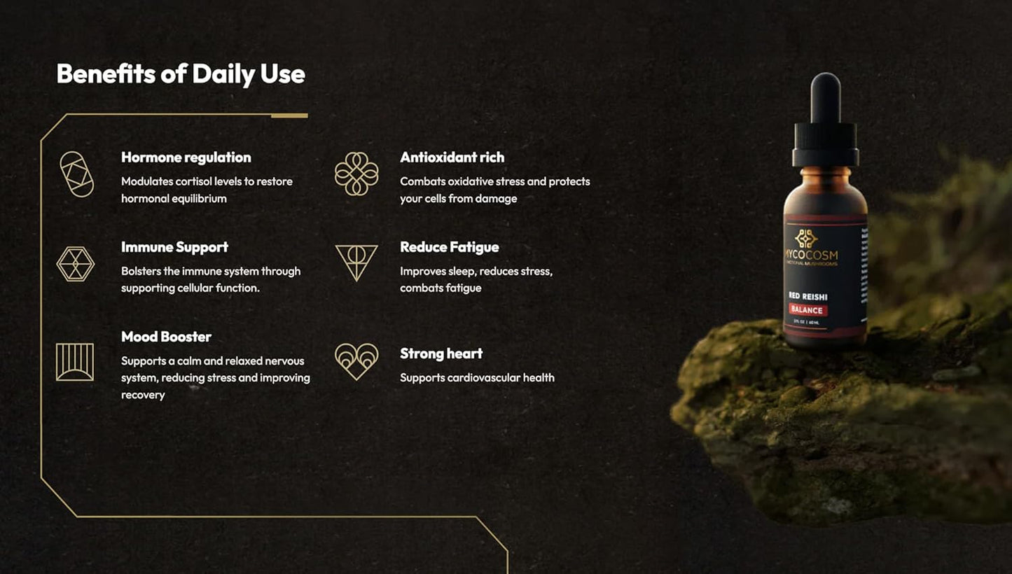 Reishi Mushroom Extract Supplement for Immune Support and Longevity - Ganoderma Lucidum Adaptogen for Balance and Wellness