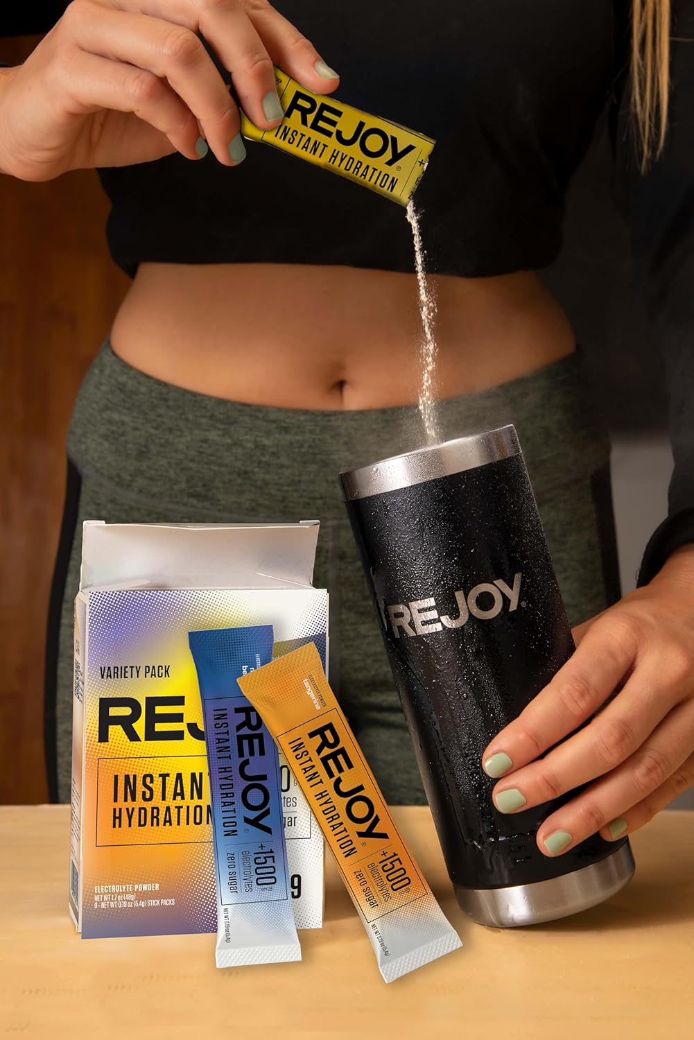 Rejoy Electrolyte Powder Packets Variety Pack - 9 Sticks, Sugar-Free Hydration Drink Mix with Easy Open Single-Serving Stick - Keto, Paleo, Vegan, Non-GMO