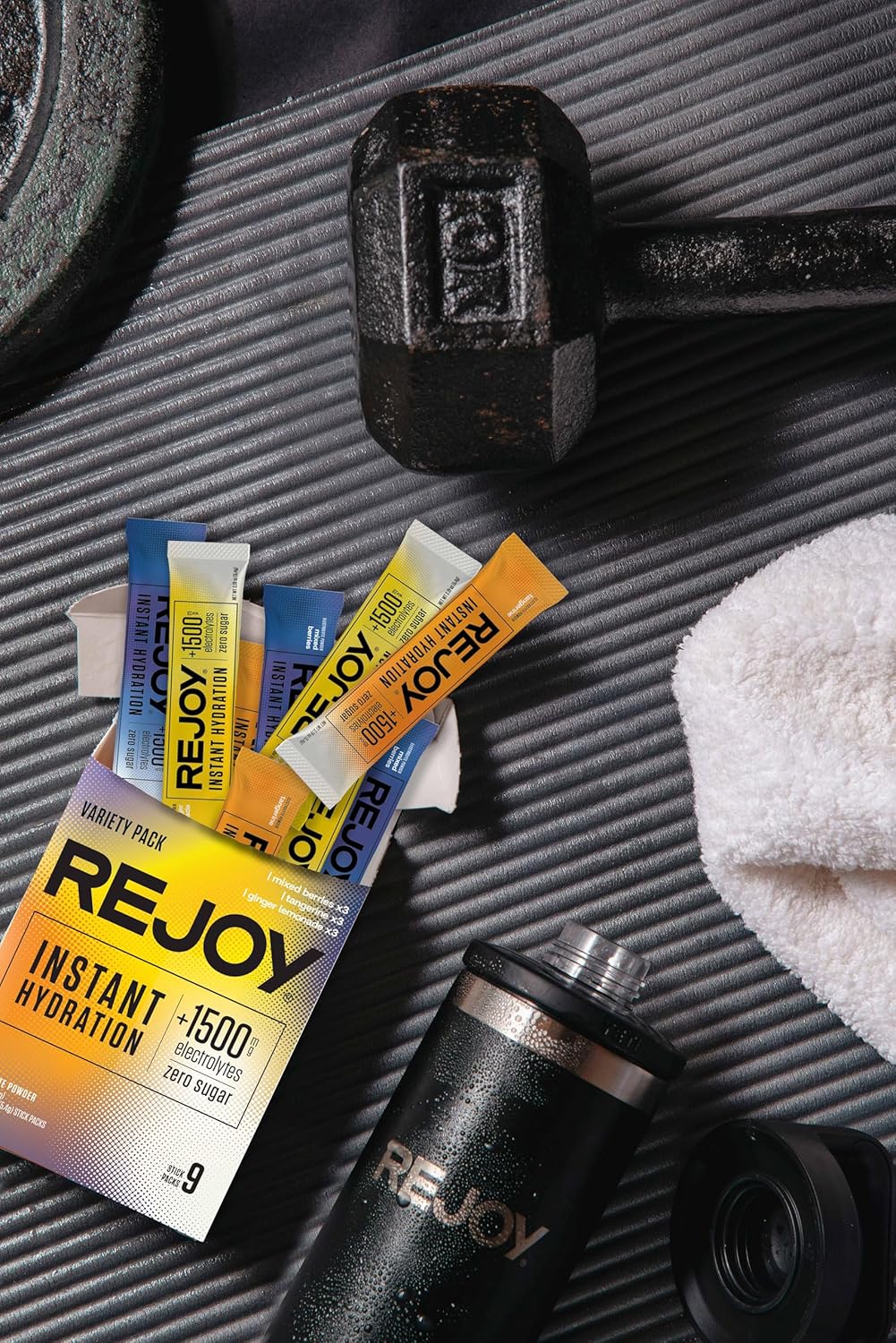Rejoy Electrolyte Powder Packets Variety Pack - 9 Sticks, Sugar-Free Hydration Drink Mix with Easy Open Single-Serving Stick - Keto, Paleo, Vegan, Non-GMO