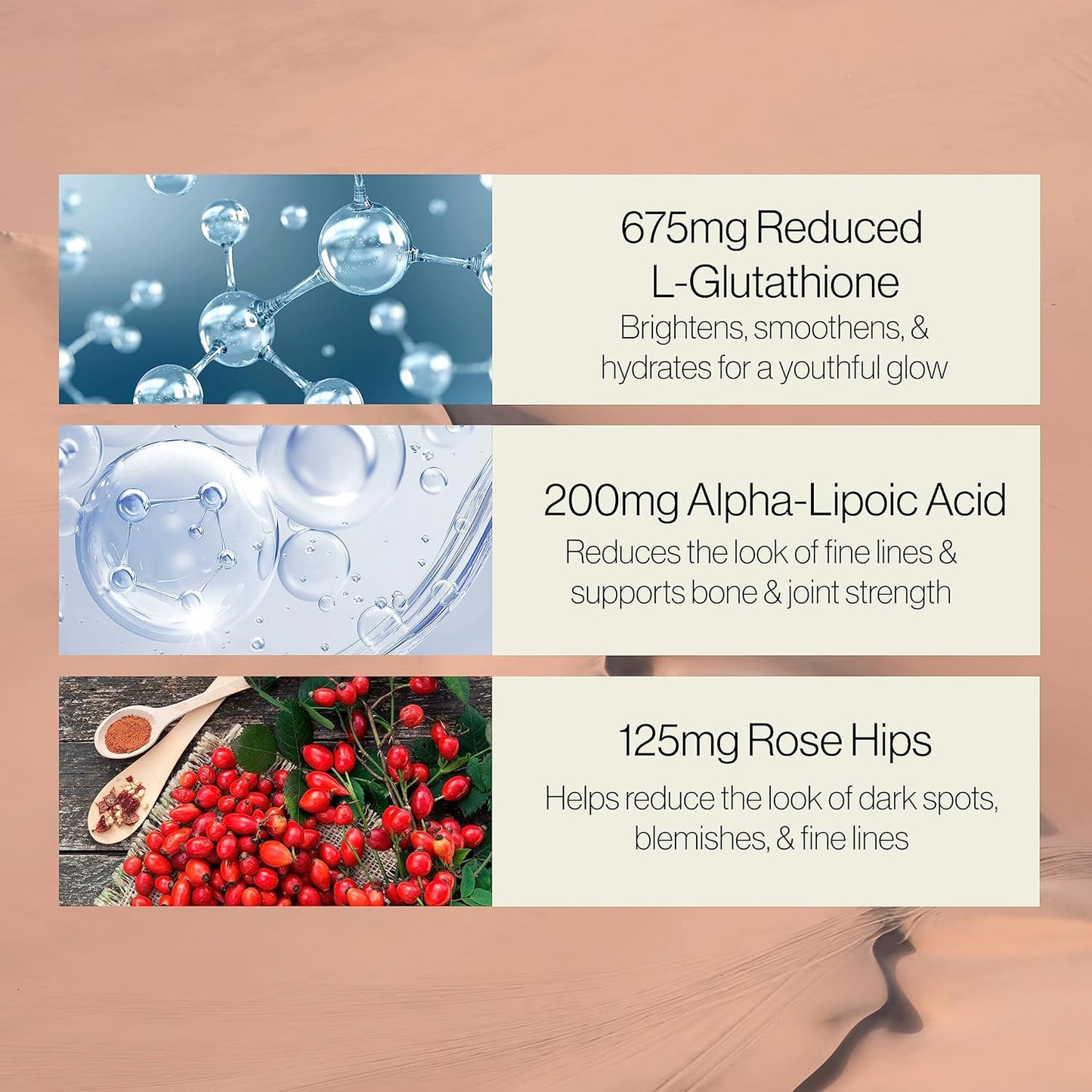 Relumins L Glutathione Supplement Complex with Alpha Lipoic Acid & Rose HIPS - 1000mg Reduced Glutathione Capsules for Brighter Skin, 90 Capsules