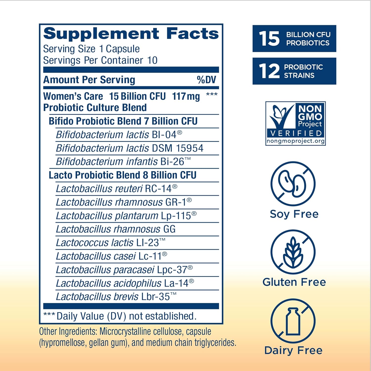Renew Life Women's Probiotic Capsules - Supports Vaginal, Urinary, Digestive, Immune Health - L. Rhamnosus GG - 15 Billion CFU - Dairy, Soy, Gluten-Free - 60 Count