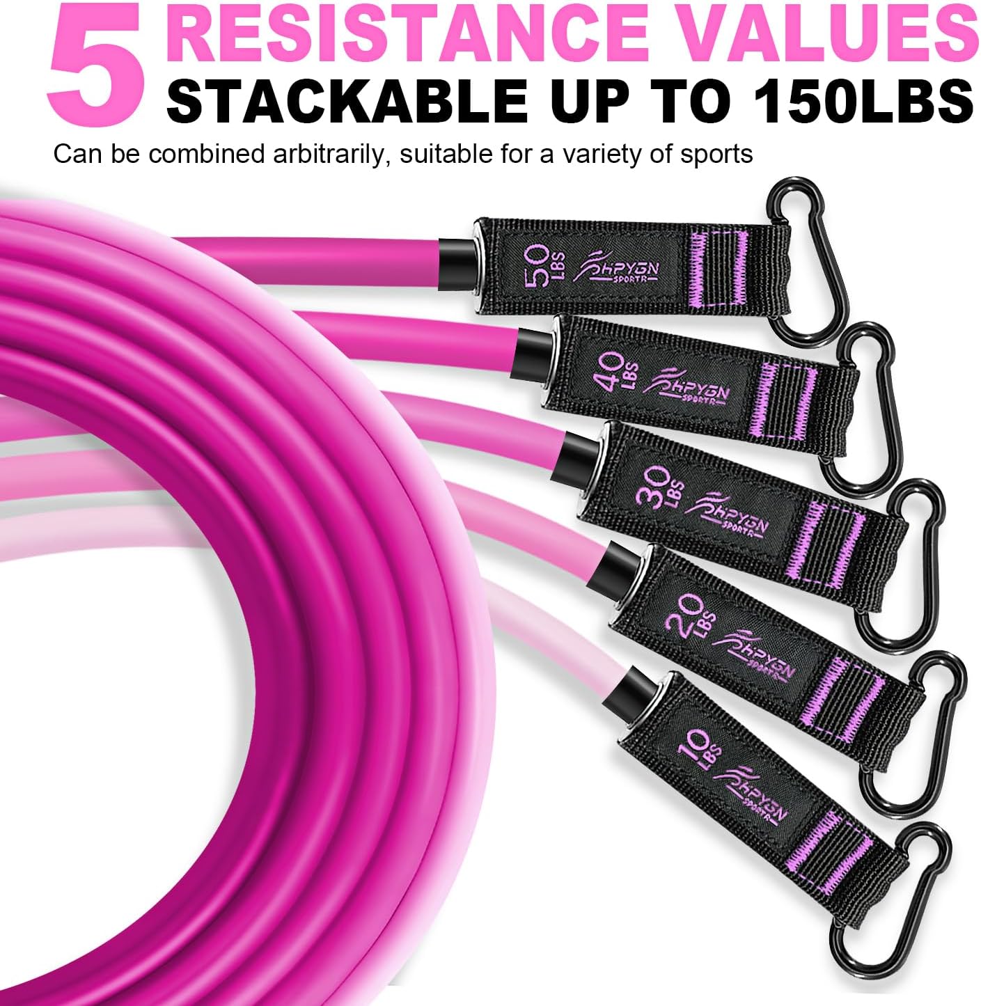 Resistance Bands Set with Handles, Door Anchor, Ankle Straps - Heavy Workout Bands for Fitness, Physical Therapy, Yoga - HPYGN