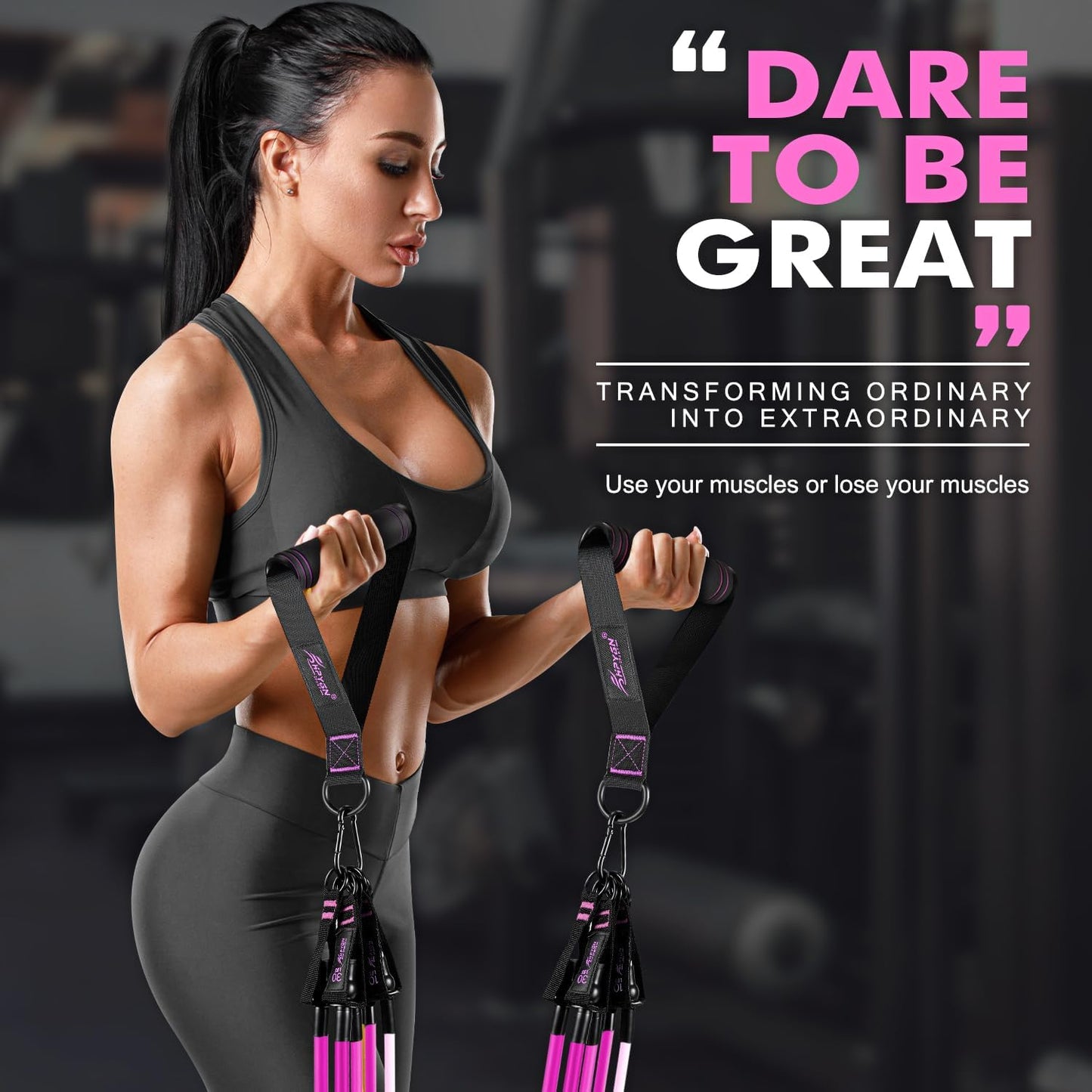 Resistance Bands Set with Handles, Door Anchor, Ankle Straps - Heavy Workout Bands for Fitness, Physical Therapy, Yoga - HPYGN