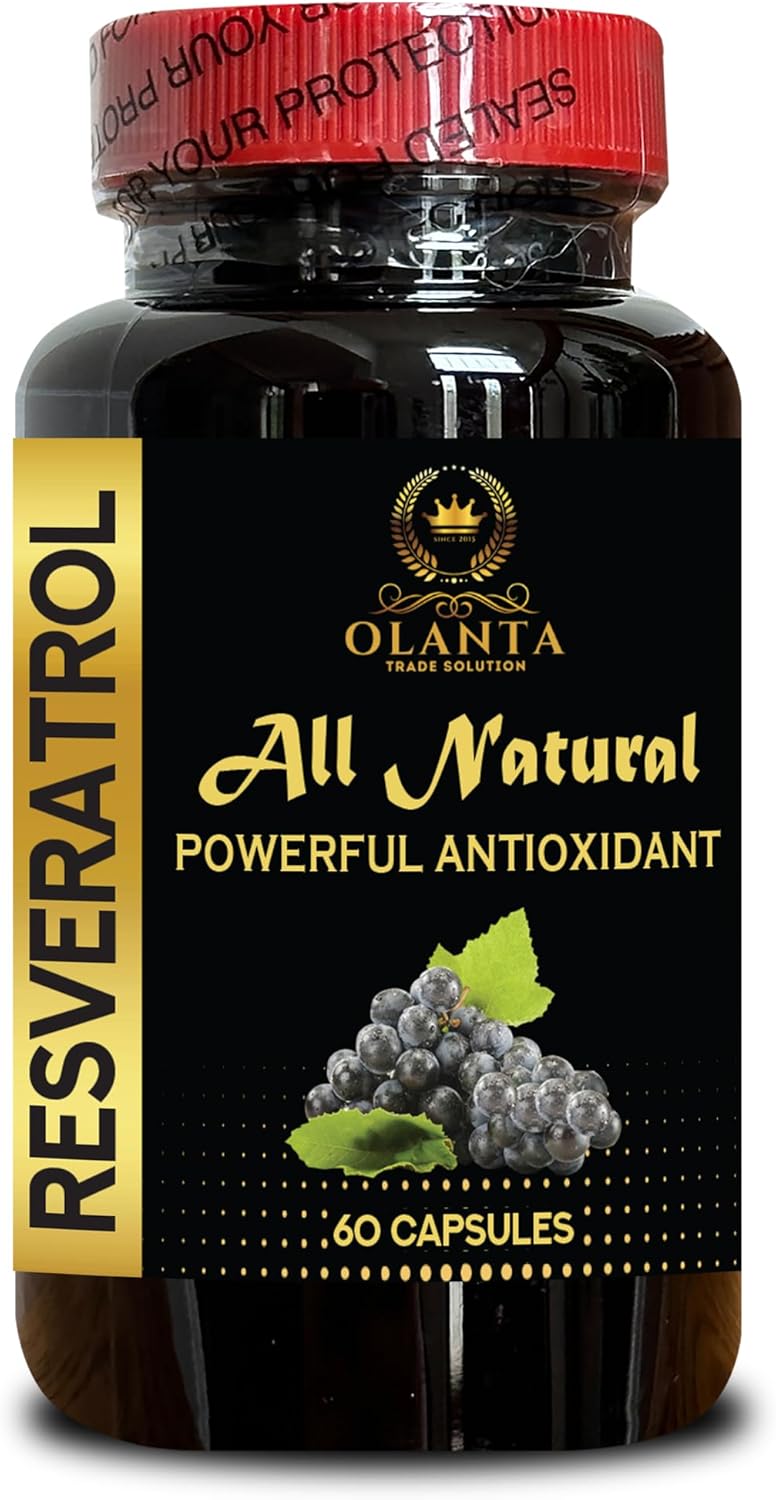 Resveratrol Extract Capsules - Immune Support with Vitamin C, Antioxidant Supplement for Children, Non-GMO Energy Pills, Anti-Aging and Immune Support - 60 Capsules