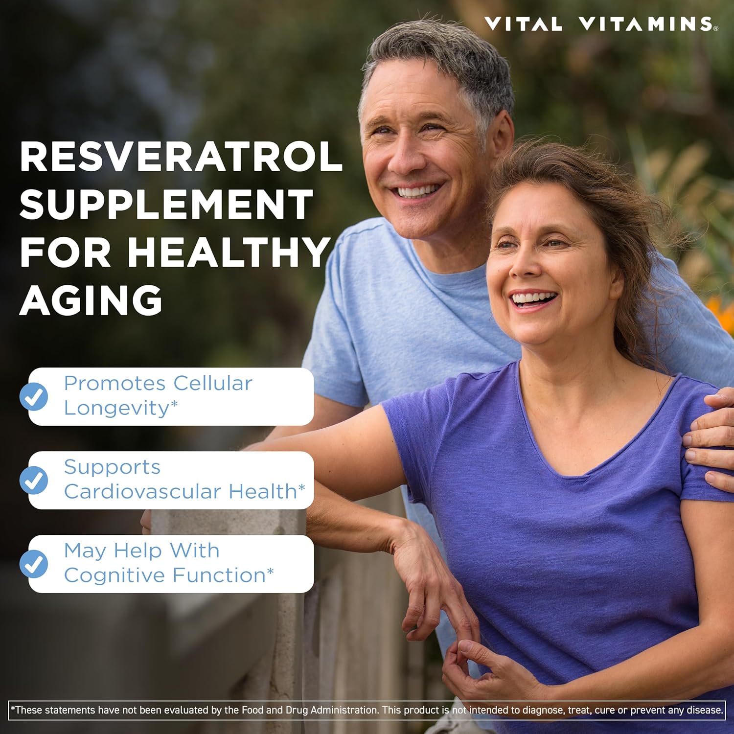 Resveratrol Supplement for Antioxidant Support, Cellular Longevity, Cognitive Function - 60 Capsules