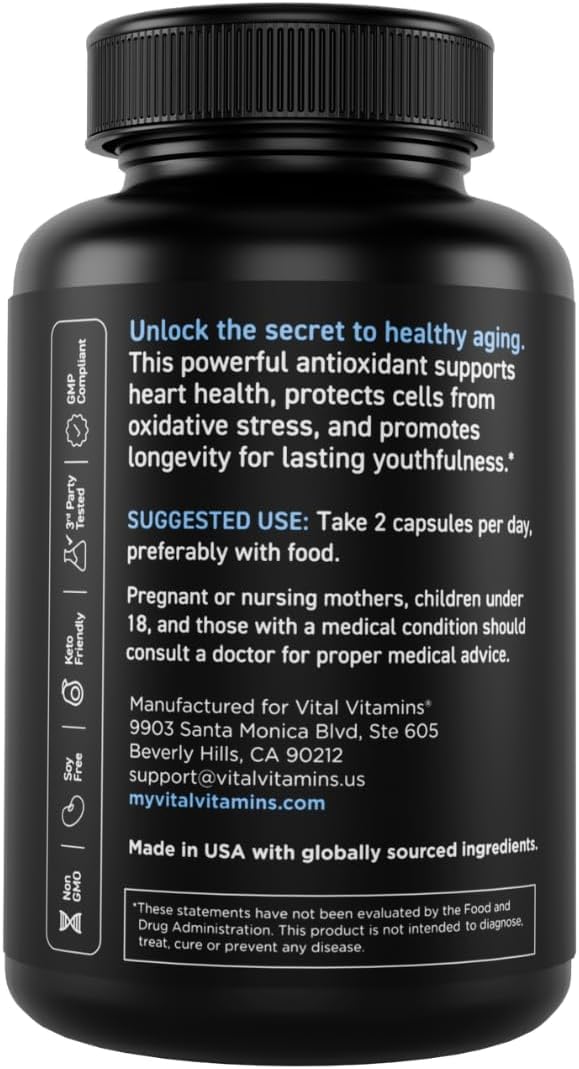 Resveratrol Supplement for Antioxidant Support, Cellular Longevity, Cognitive Function - 60 Capsules