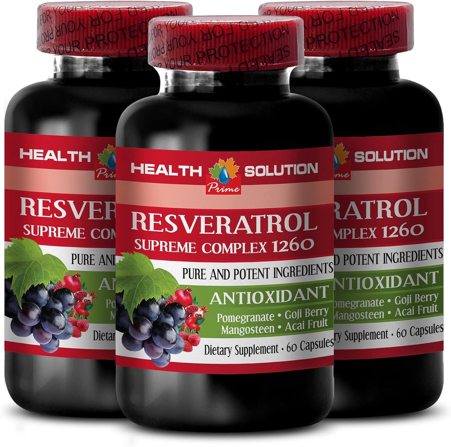 Resveratrol Supreme Complex - Natural Stamina Booster with Superfruit Blend - 180 Capsules