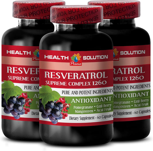 Resveratrol Supreme Complex - Natural Stamina Booster with Superfruit Blend - 180 Capsules