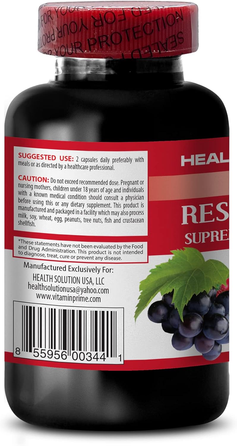 Resveratrol Supreme Complex - Natural Stamina Booster with Superfruit Blend - 180 Capsules