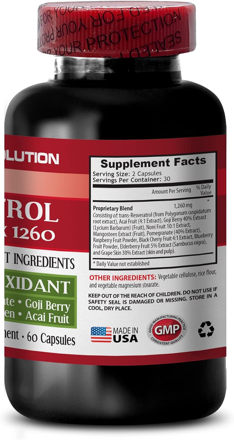 Resveratrol Supreme Complex - Natural Stamina Booster with Superfruit Blend - 180 Capsules