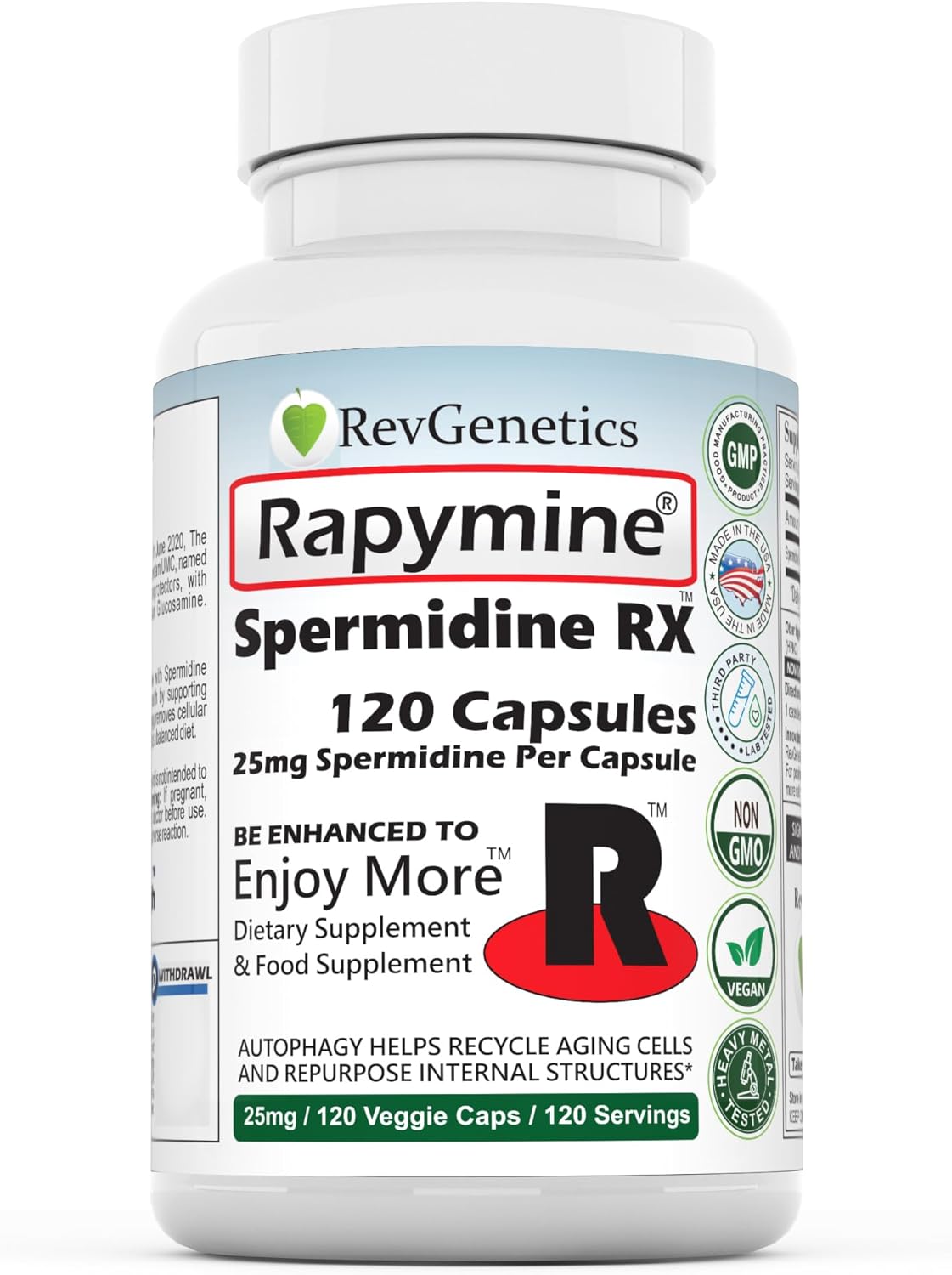 REVGENETICS Rapymine®: High-Potency Spermidine Supplement - 120 Capsules