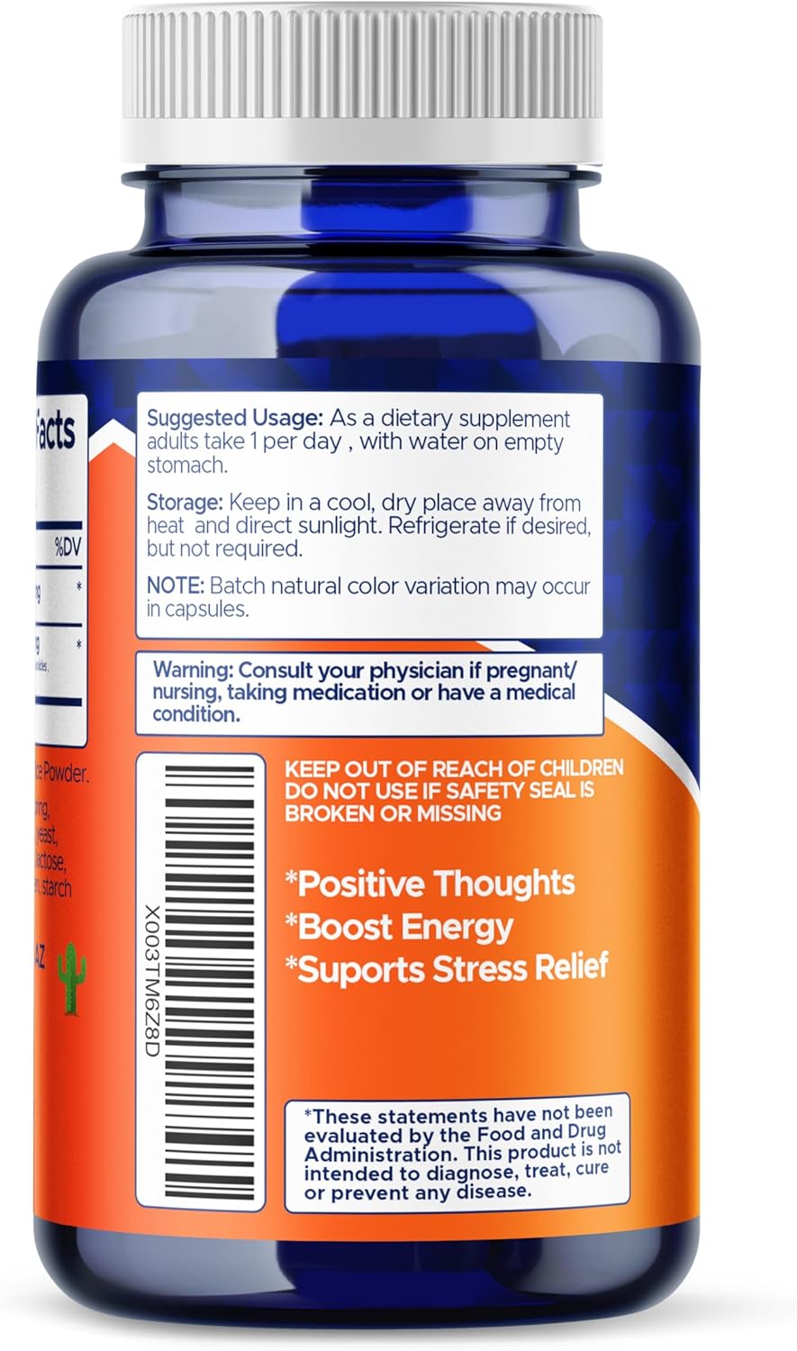 Rhodiola Rosea & Ashwagandha Capsules for Stress Relief & Stamina, 120ct with Ginseng & Ginsenoside