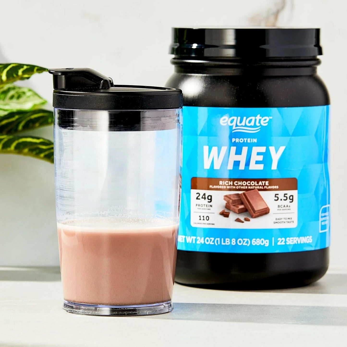 Rich Chocolate Whey Protein Powder - 24g Protein, 5.5g BCAAs, Whey Isolate Blend - Muscle Recovery Supplement, 1.5 lbs