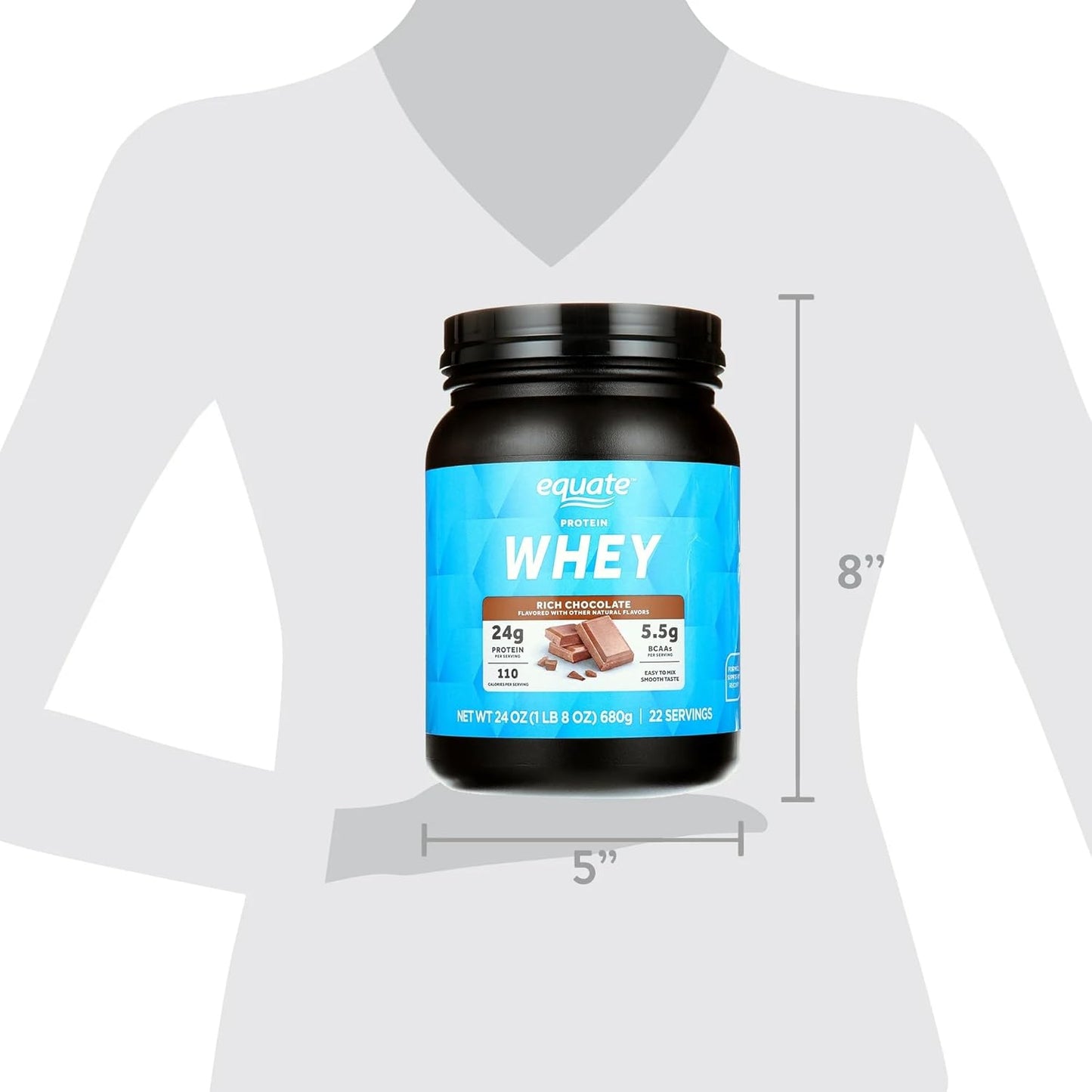 Rich Chocolate Whey Protein Powder - 24g Protein, 5.5g BCAAs, Whey Isolate Blend - Muscle Recovery Supplement, 1.5 lbs