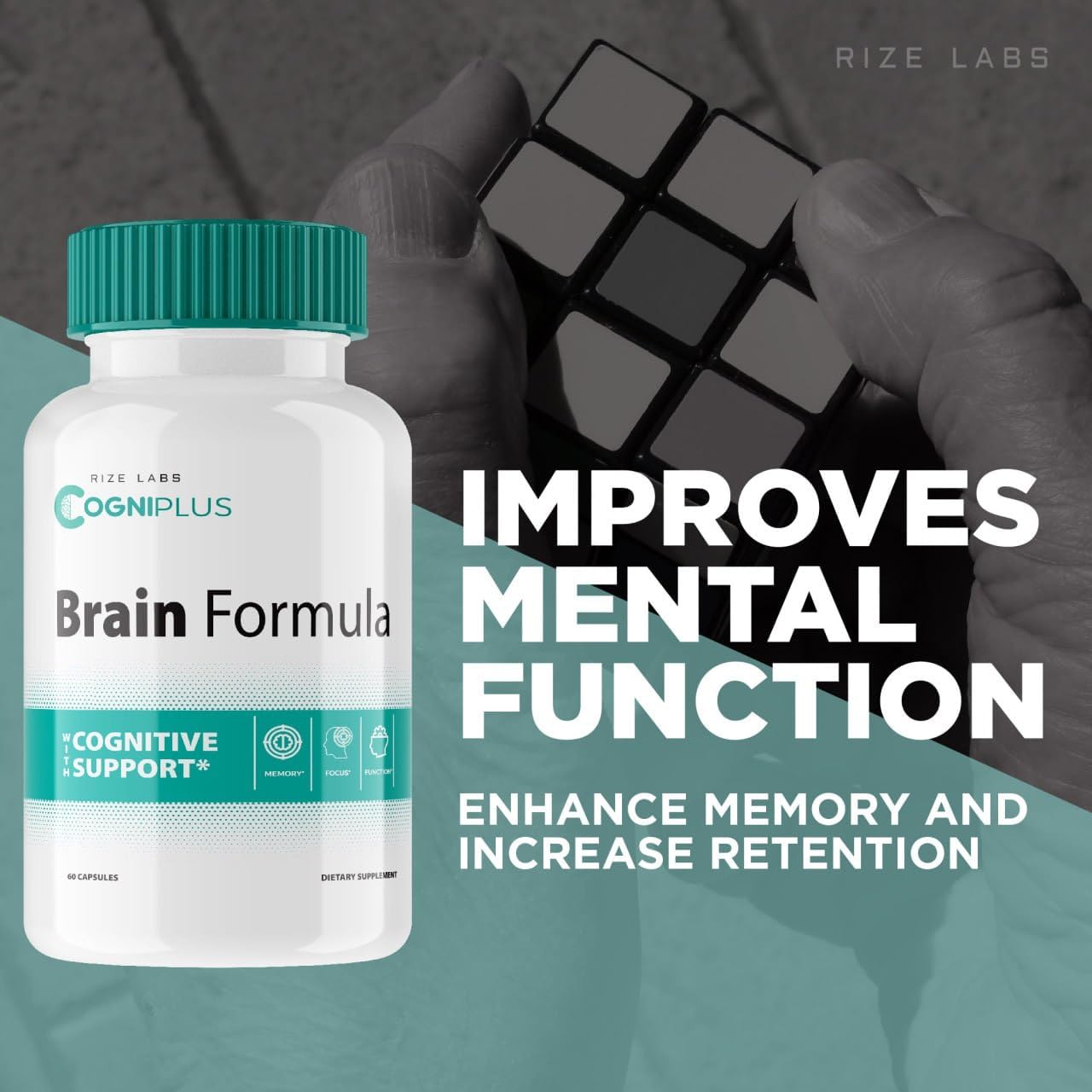 Rize Labs 5 Pack Cogni Plus Brain Formula Capsules - Cognitive Support for Memory & Focus, 300 Capsules