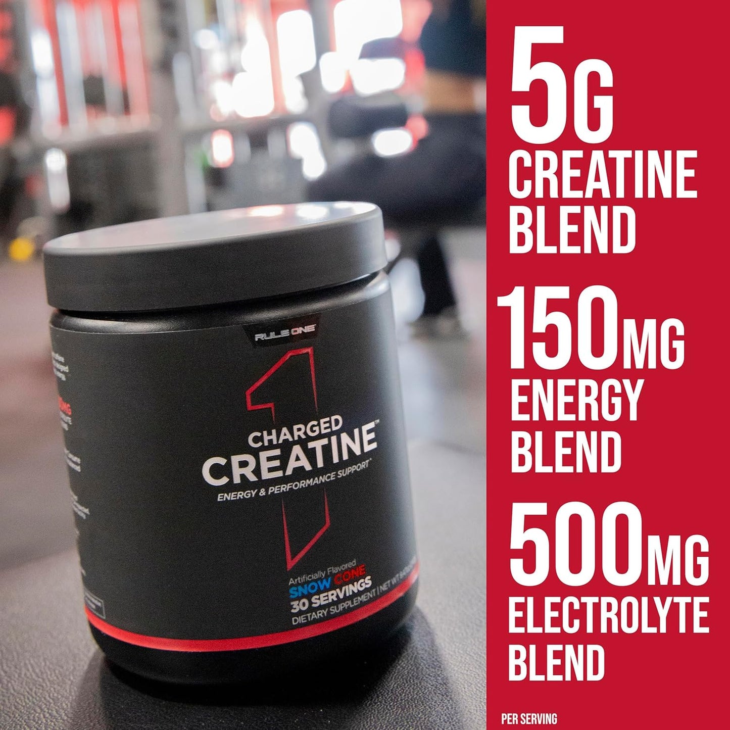 Rule 1 Charged Creatine: Multi-Function Workout Supplement for Intensity, Performance & Hydration Support - Blue Razz Lemonade