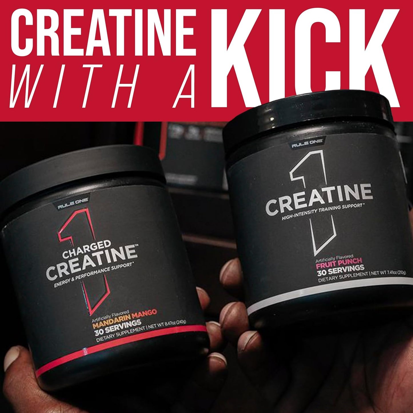 Rule 1 Charged Creatine: Multi-Function Workout Supplement for Intensity, Performance & Hydration Support - Blue Razz Lemonade