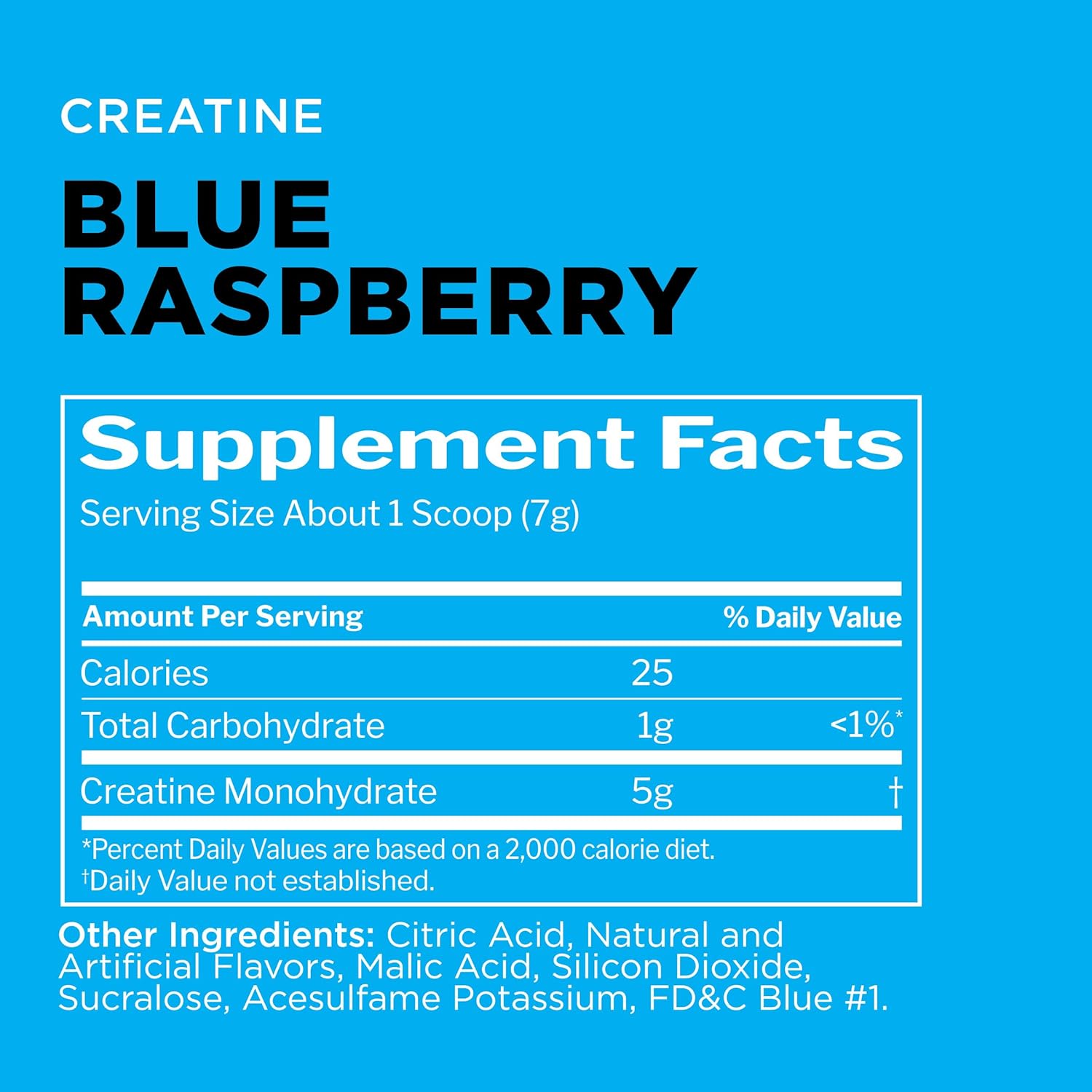 Rule 1 Creatine Powder - Micronized Monohydrate for High-Intensity Exercise, Lean Body Mass Support - Blue Raspberry Flavor (30 Servings)