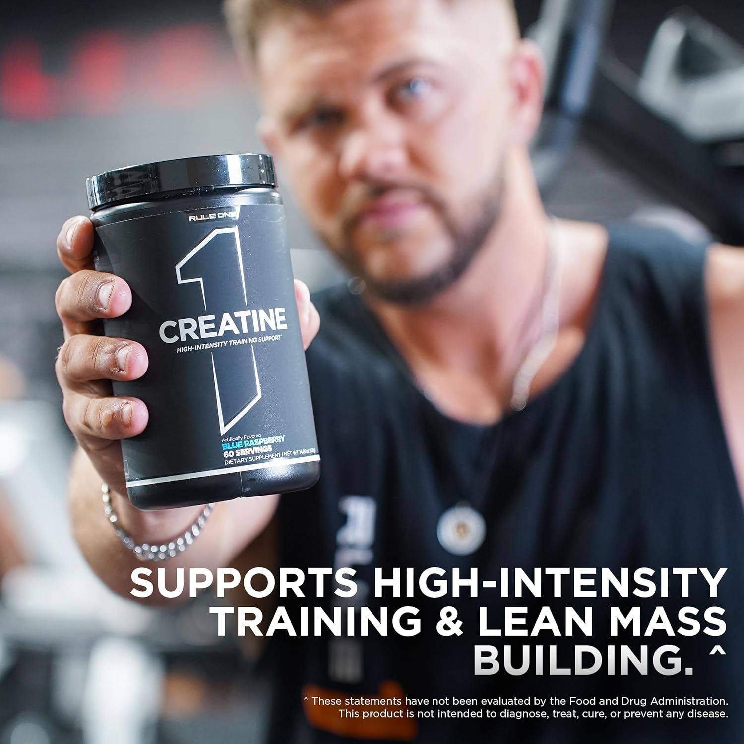 Rule 1 Creatine Powder - Micronized Monohydrate for High-Intensity Exercise, Lean Body Mass Support - Blue Raspberry Flavor (30 Servings)