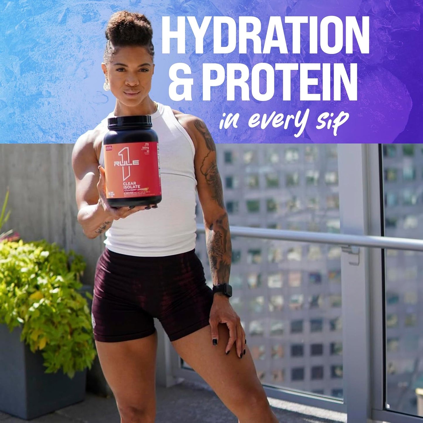 Rule One Proteins Clear Isolate: Blue Raspberry Flavor, 20g All-Whey Isolate Protein, 9g EAAs, 300mg Electrolytes, 90 Calories, 27 Servings