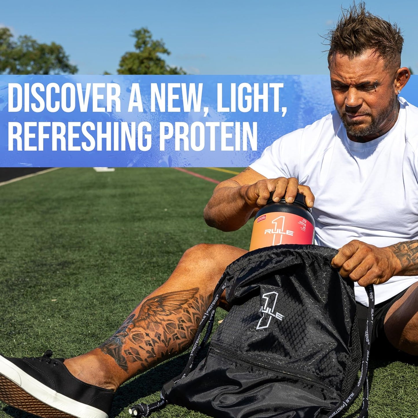 Rule One Proteins Clear Isolate: Blue Raspberry Flavor, 20g All-Whey Isolate Protein, 9g EAAs, 300mg Electrolytes, 90 Calories, 27 Servings