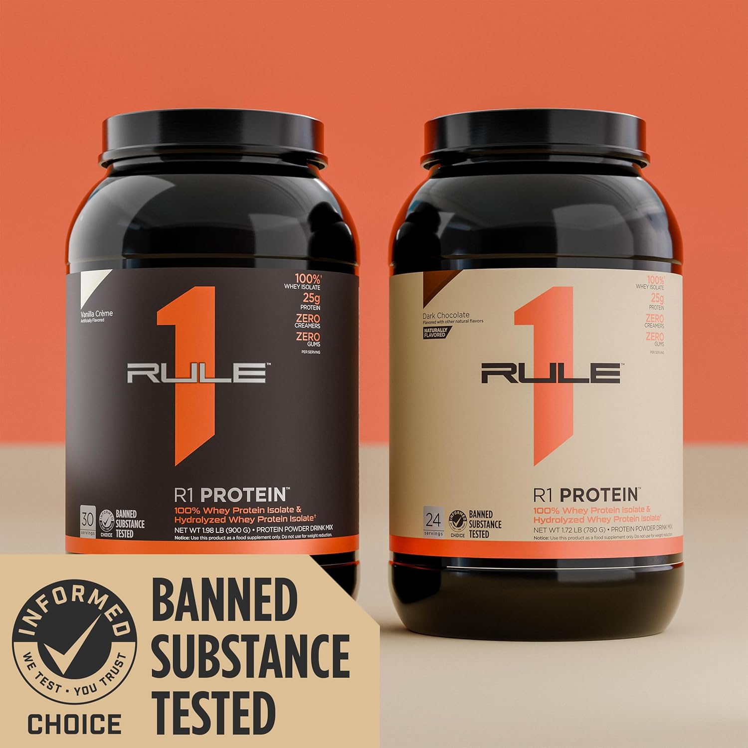 Rule One Proteins Naturally Flavored R1 Protein - Pure Whey Isolate Powder with 25g Protein & 6g BCAAs Per Serving - Natural Vanilla Flavor - 4.3 lbs