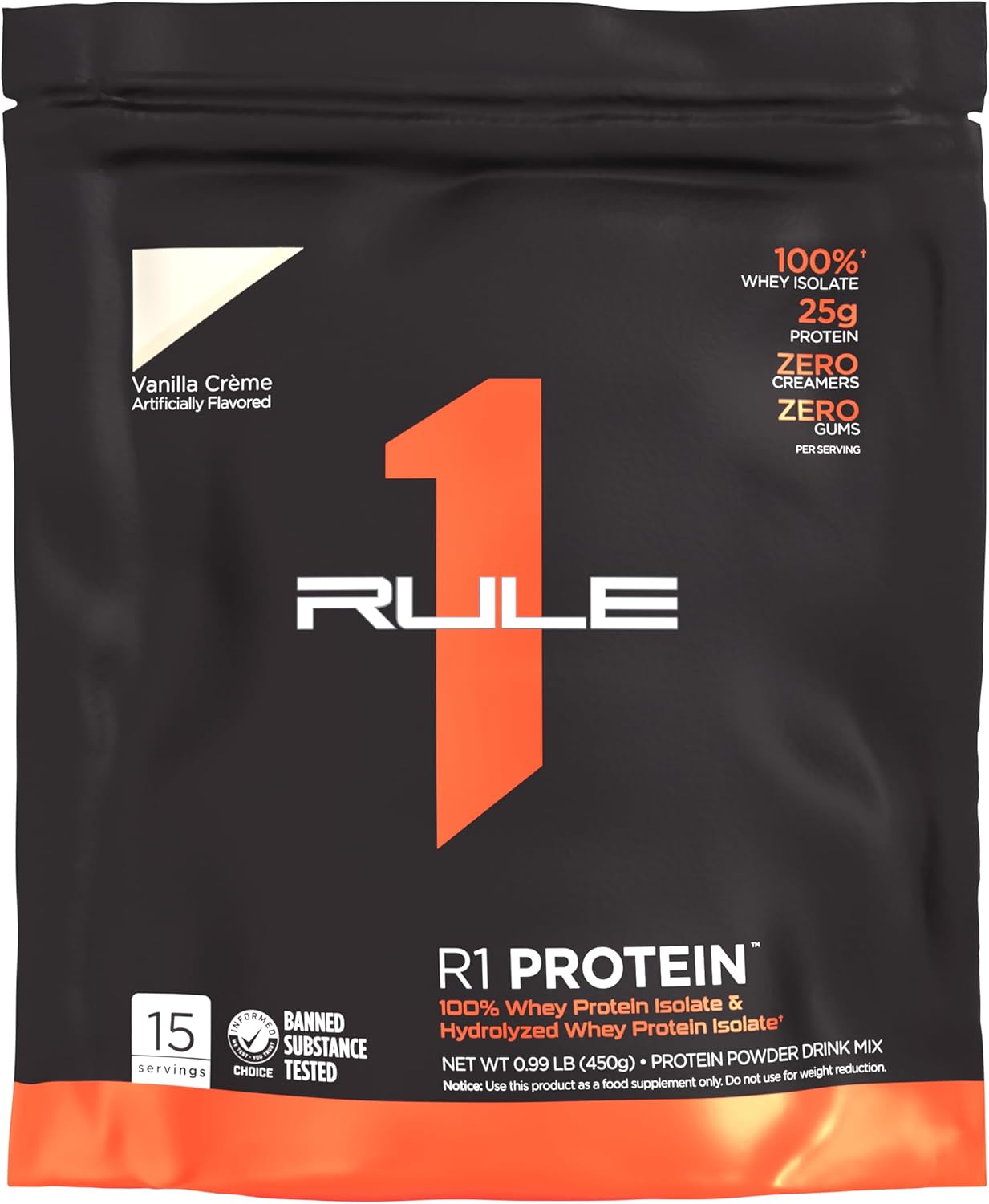 Rule One Proteins R1 Protein - 100% Isolate and Hydrolysate Powder, 25g Protein, 6g BCAAs, Vanilla - 1lb