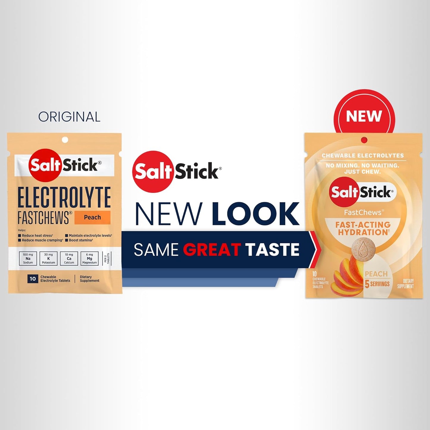 SaltStick Fastchew Electrolyte Replacement Tablets - Peach Flavor, 10 Tablets Per Pack, 10 Pack Count