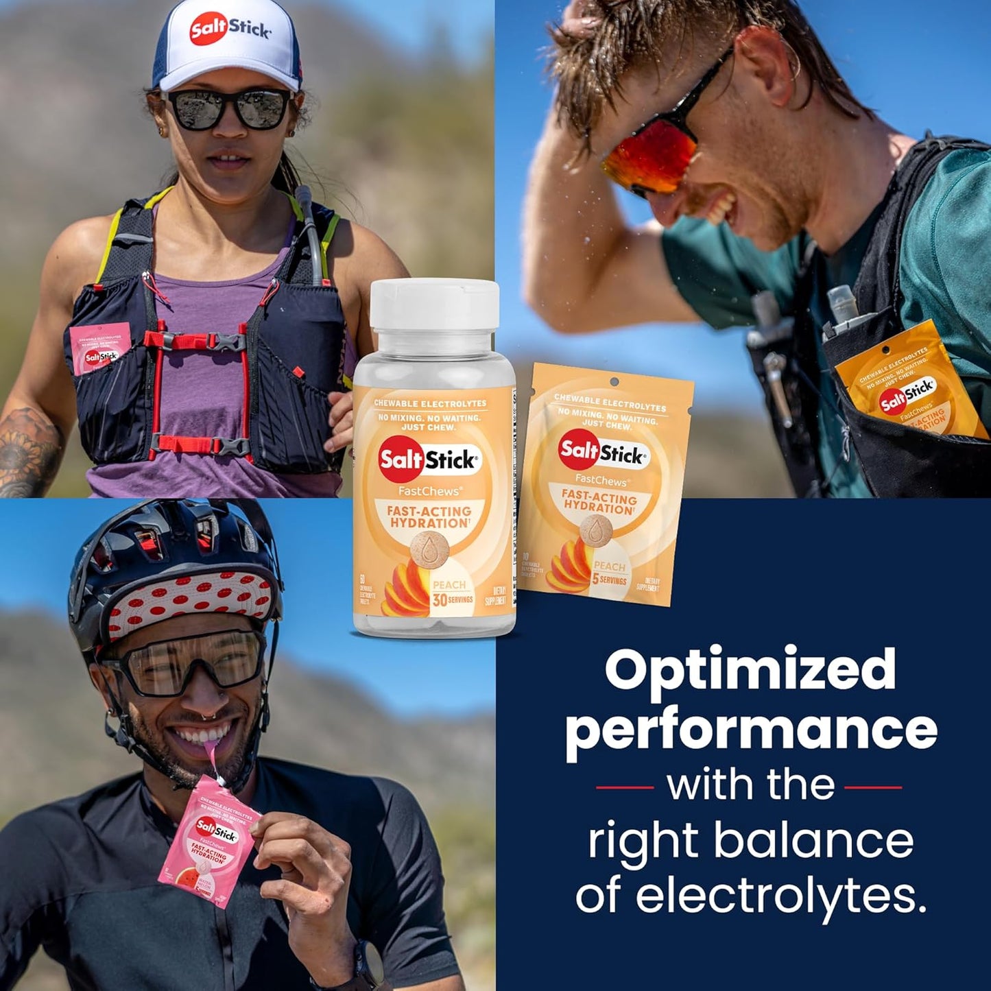 SaltStick Fastchew Electrolyte Replacement Tablets - Peach Flavor, 10 Tablets Per Pack, 10 Pack Count