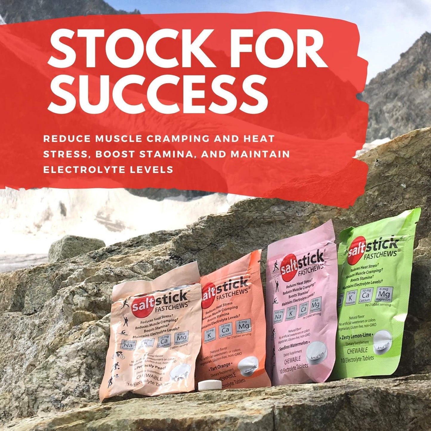 SaltStick Fastchews: Electrolyte Replacement Tablets for Athletes - 10ct Variety 4-Pack for Rehydration, Exercise Recovery, Hiking & Sports