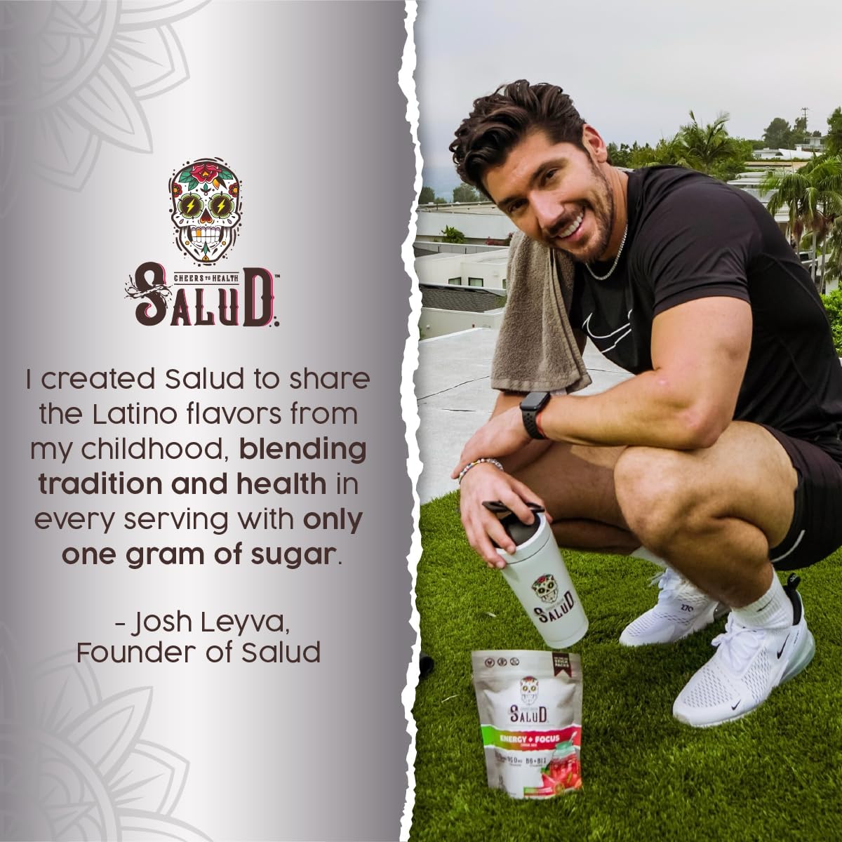 Salud Salud Cucumber Lime Energy Drink Powder with Focus - Organic, Non-GMO, Vegan, Gluten-Free, 15 Servings