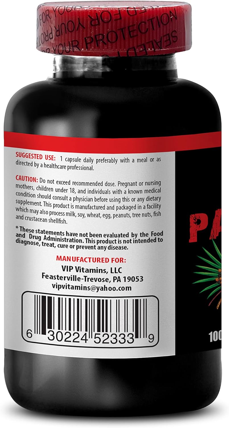 Saw Palmetto Herbal Supplements for Hair Growth - 500MG Extract Capsules for Women - Berries 100 Caps - VIP Saw Palmetto Hair Loss Support