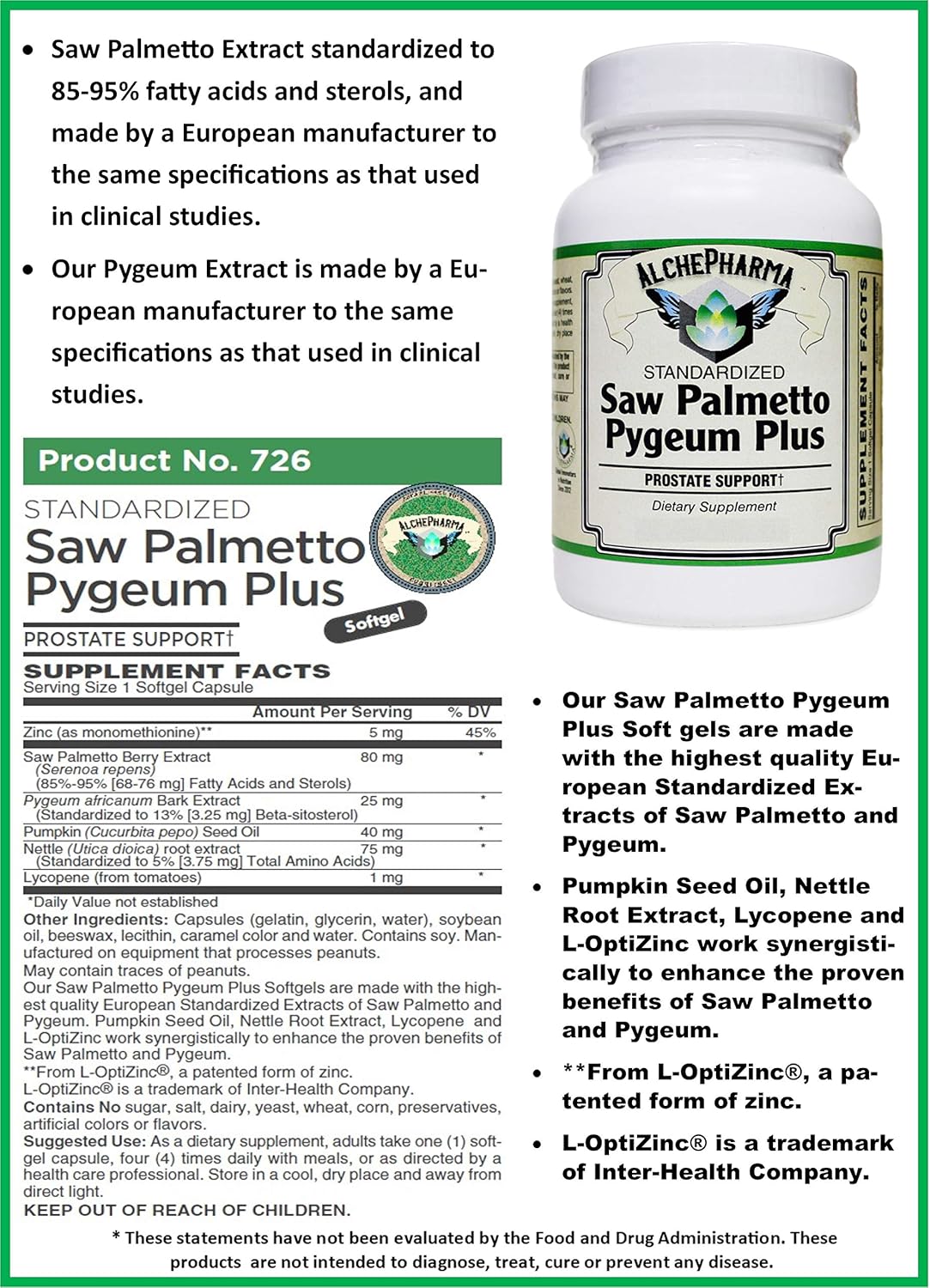 Saw Palmetto & PYGEUM Plus Prostate Support Softgels - European Standardized Formula (60 Count)